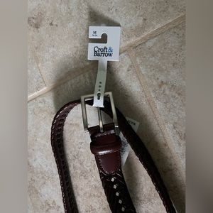 Croft & Barrow Handlaced Basket Weave Braided MEN’s BELT-Brown Med